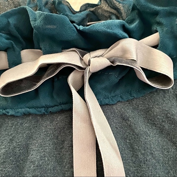 Worth Aqua Green Metallic Lace Ruffle Blouse Top M - Picture 7 of 9